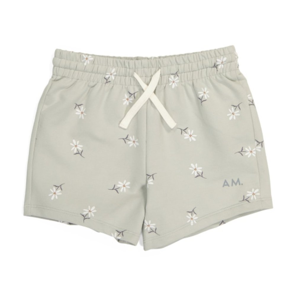 Petit Lem Girls Organic Cotton Daisies French Terry Shorts NWT